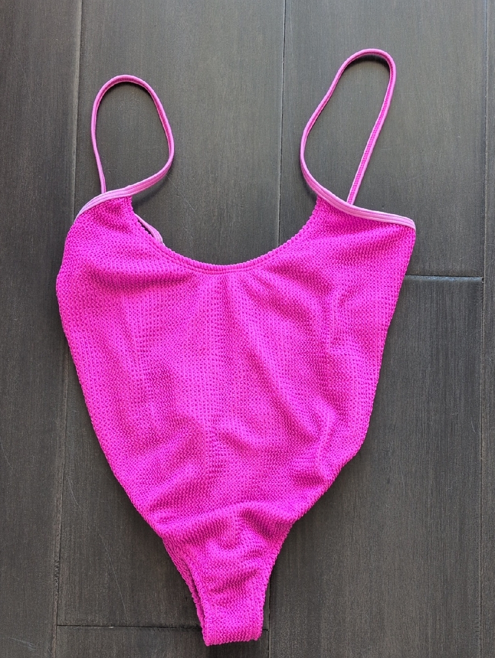 Good American Fits Everybody Hot Pink Textured One-Piece